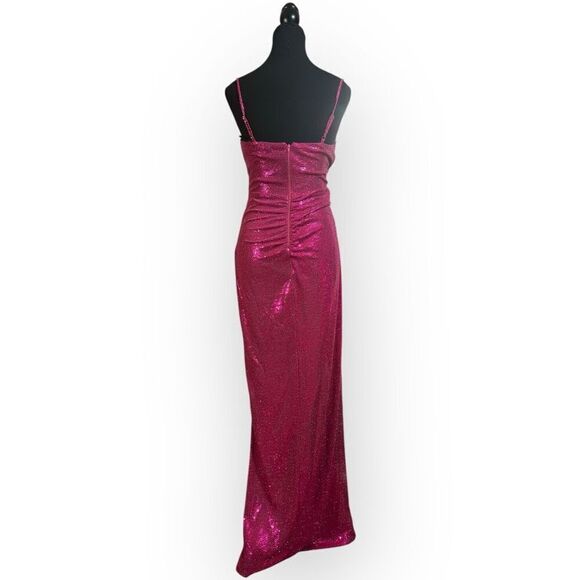 NWOT City Triangles Womens Fuchsia Sequin Maxi Dress Size XS Juniors - Picture 7 of 11
